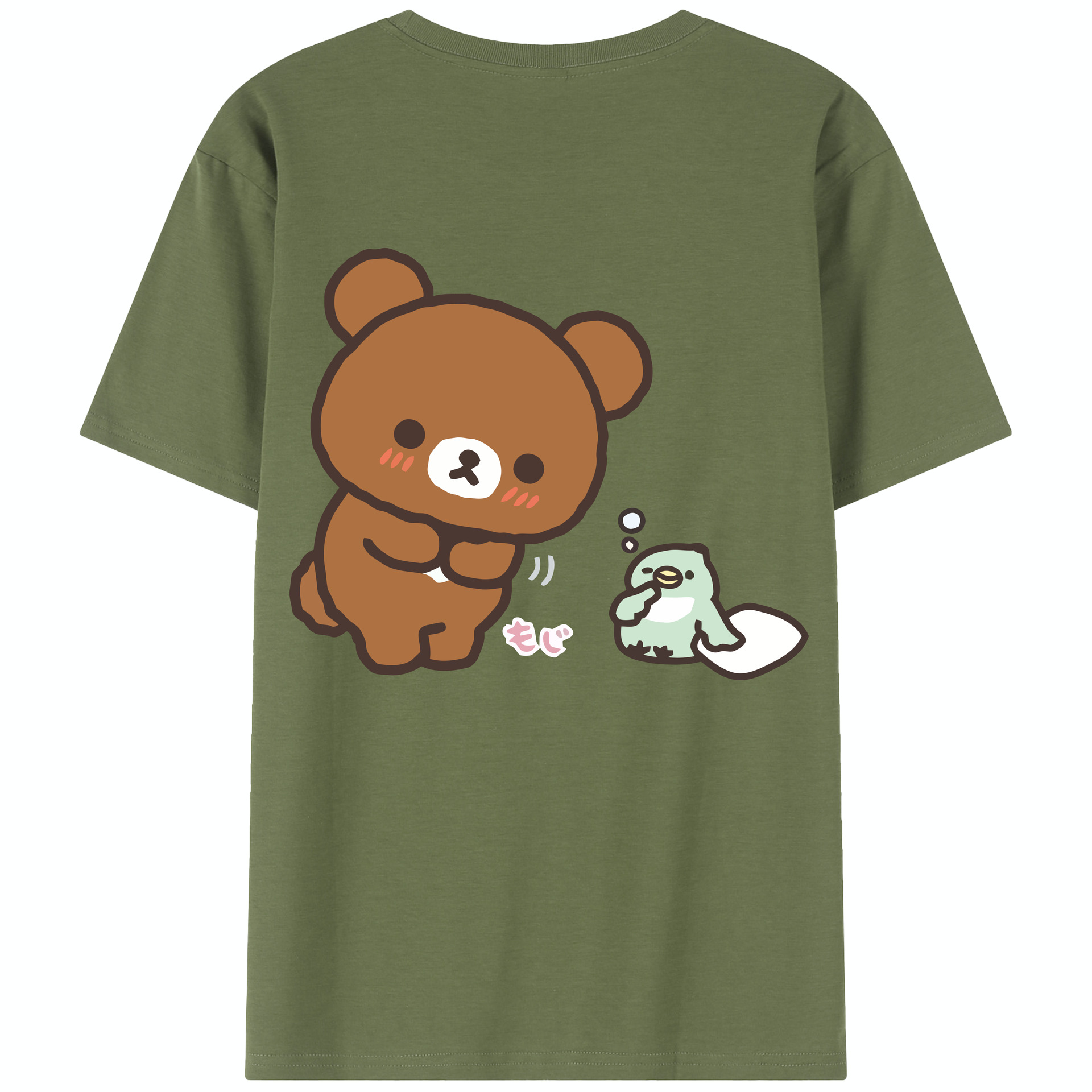 （画像用） リラックマ リラックマ キイロイトリ Rilakkuma Korilakkuma Kiiroitori 綿100％半袖Tシャツ（背面プリント）